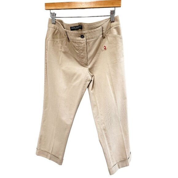 Dolce & Gabbana Capri Pants Khaki Button/Zipper Closure sz(8.5) - Picture 1 of 9